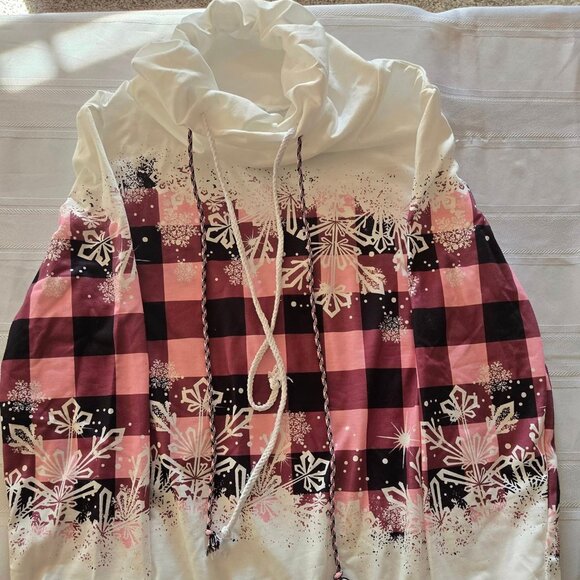 NWOT Women's Size Large Mauve/Pink/White Drawstring Pullover - Picture 1 of 9